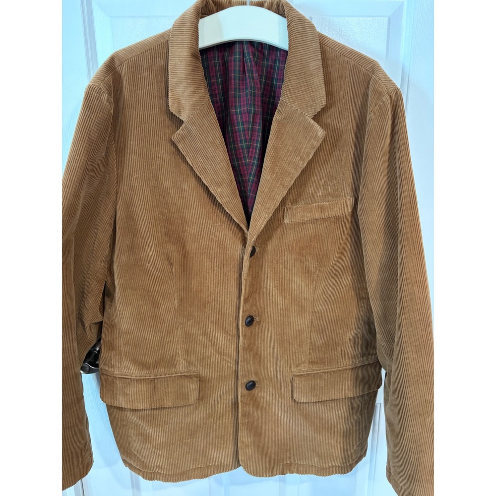 Men's LL Bean Size 46 Regular Tan Corduroy Blazer Jacket EUC